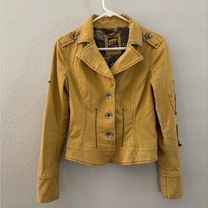 *** SOLD ***
Miss Sixty Medium 60 Utility Fitted Jacket Peplum Hem Mustard Small